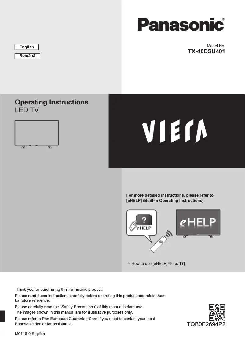 Imagen de la primera página del manual del dispositivo TX-40DSU401