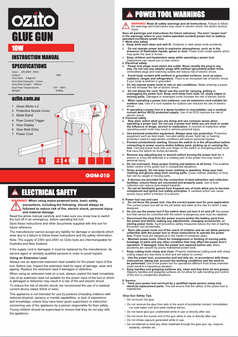 Página 1 del manual Manual de usuario Ozito GGM-010