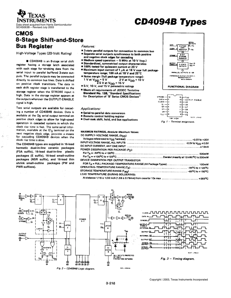 Página 1 del manual Manual de usuario Texas Instruments CD4094BE