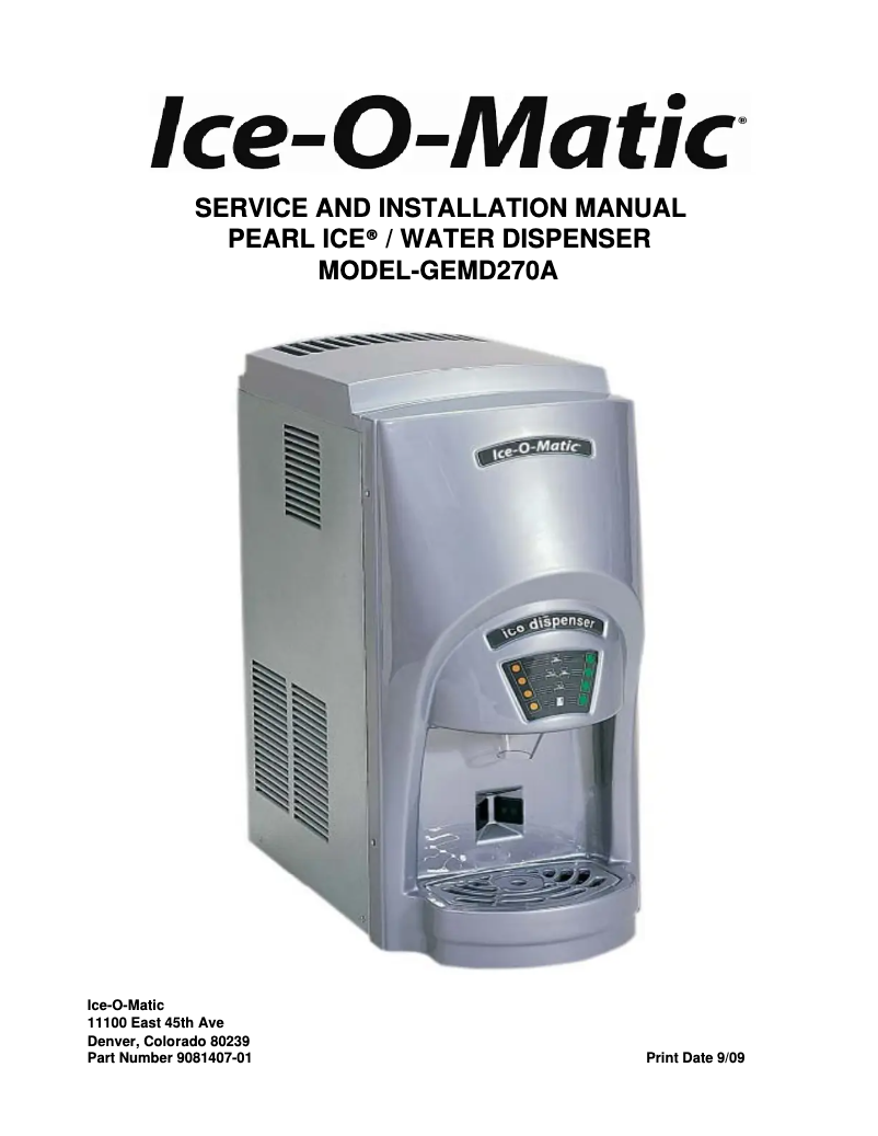 Página 1 del manual Manual de uso y mantenimiento Ice-O-Matic GEMD270A