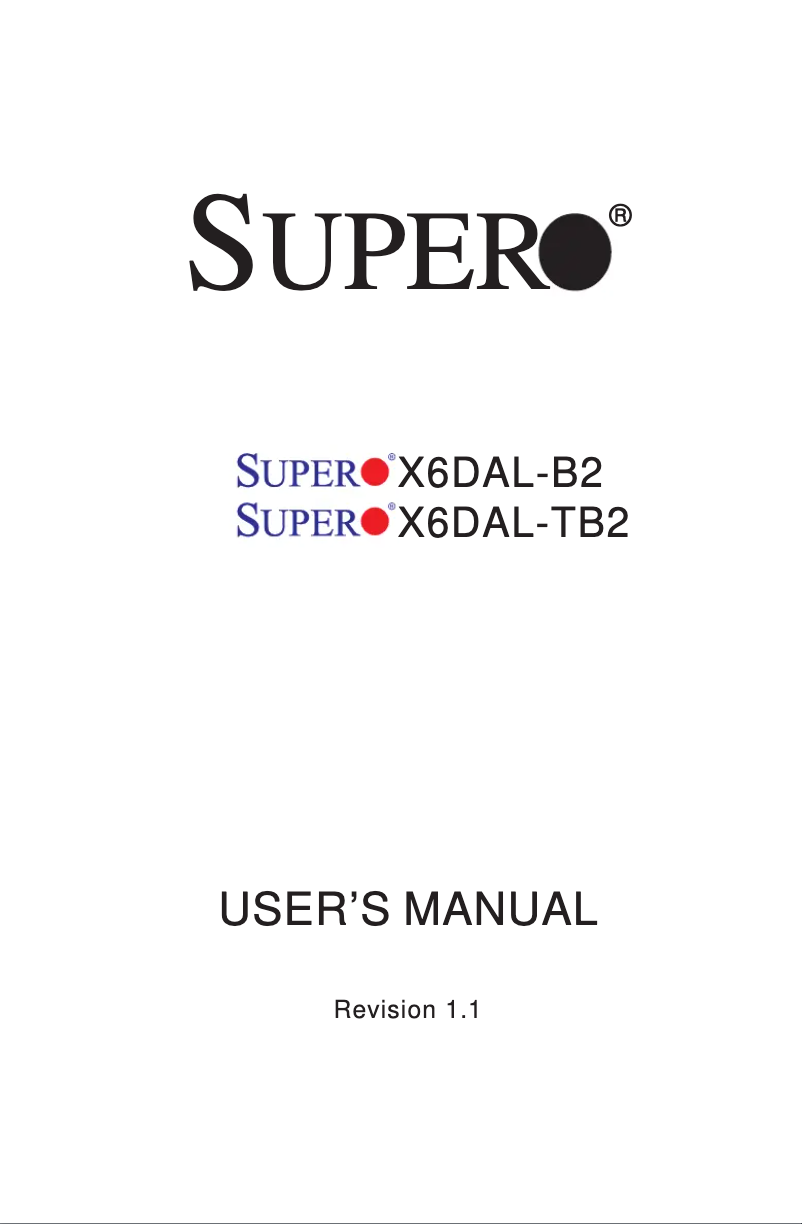 Imagen de la primera página del manual del dispositivo X6DAL-B2