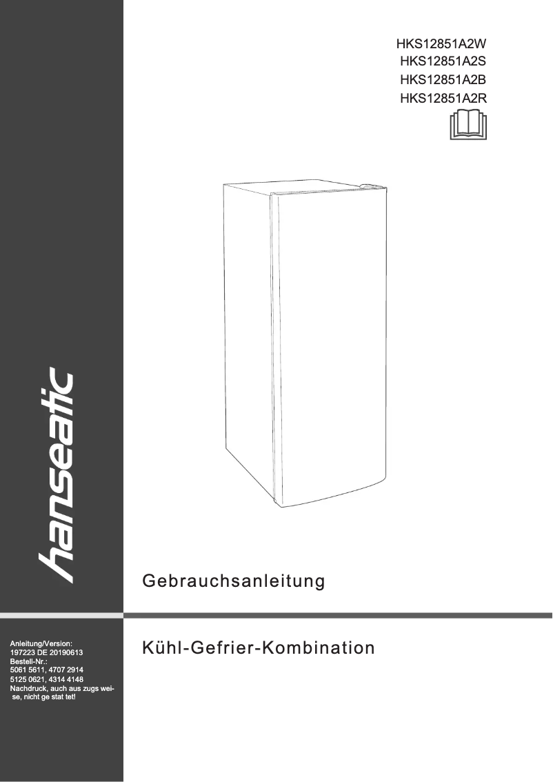 Imagen de la primera página del manual del dispositivo HKS12851A2B