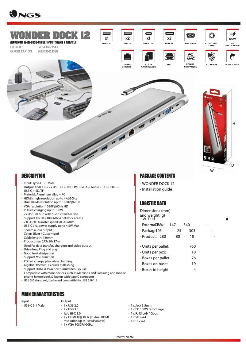 Imagen de la primera página del manual del dispositivo Wonder DOCK 12