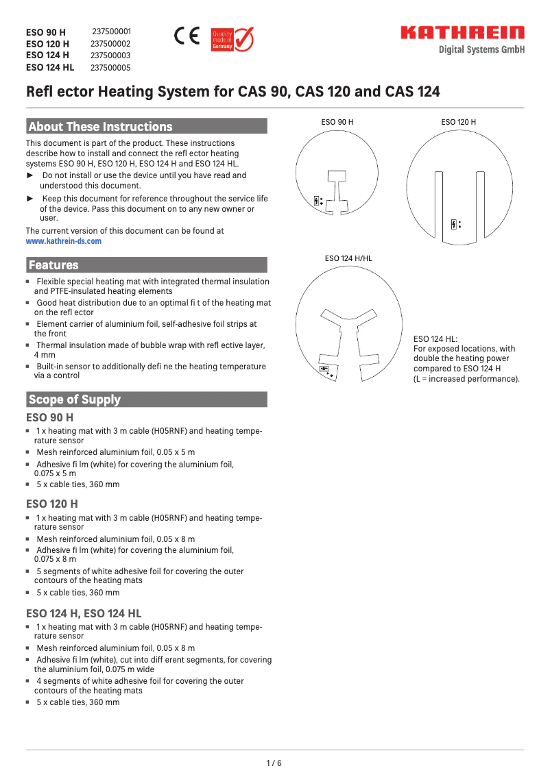 Imagen de la primera página del manual del dispositivo ESO 124 H
