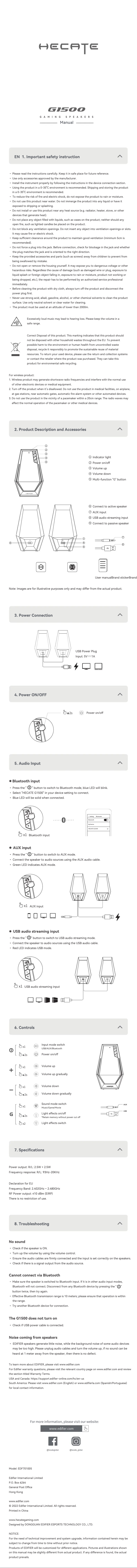 Página 1 del manual Manual de usuario Edifier Hecate G1500