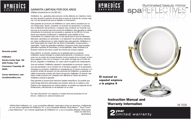 Página 1 del manual Manual de usuario Homedics M-7035