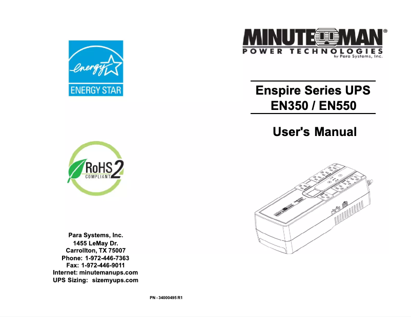 Imagen de la primera página del manual del dispositivo EN350