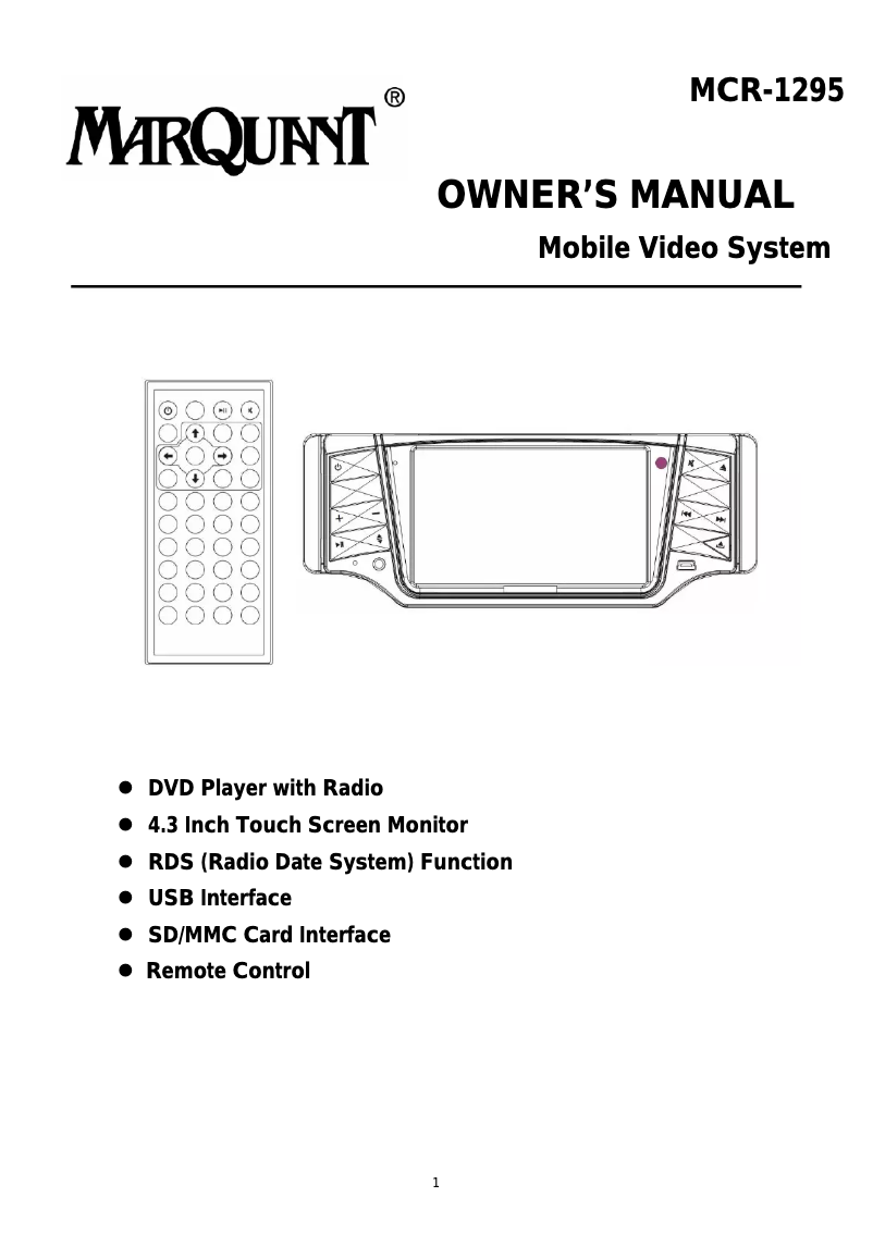 Imagen de la primera página del manual del dispositivo MCR-1295