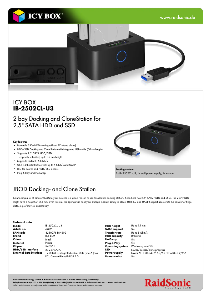 Imagen de la primera página del manual del dispositivo IB-2502CL-U3