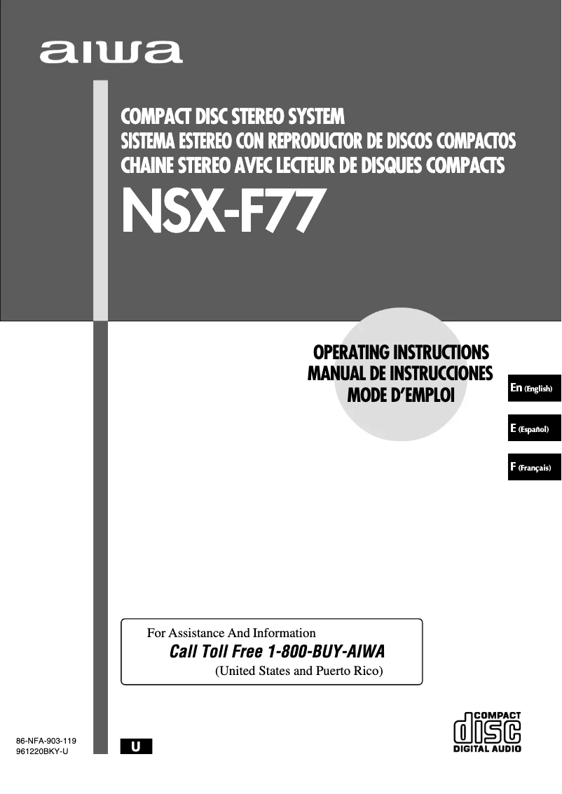 Imagen de la primera página del manual del dispositivo NSX-F77
