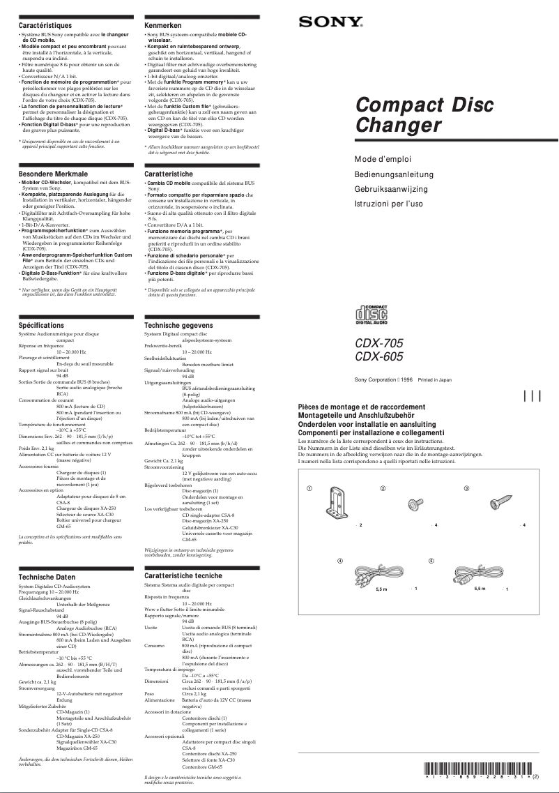 Página nº 1 - Manual de usuario Sony CDX-705