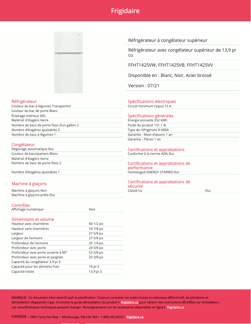 Imagen de la primera página del manual del dispositivo FFHT1425VB