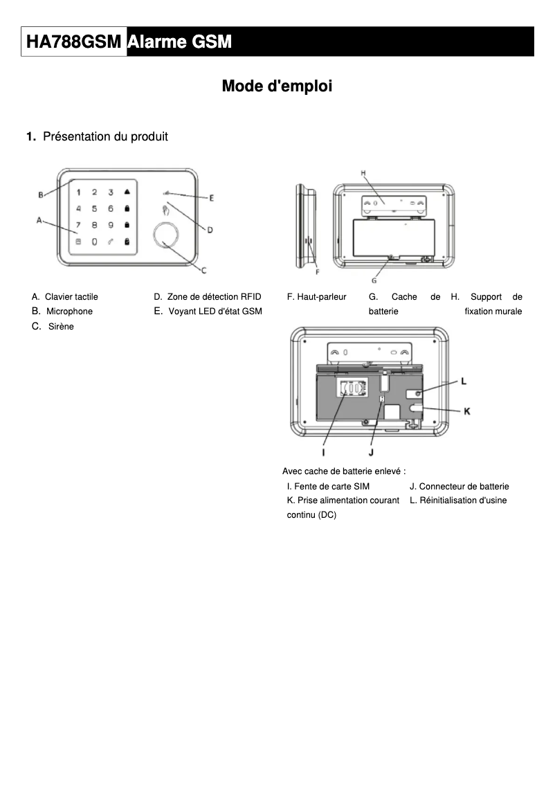 Imagen de la primera página del manual del dispositivo HA7888GSM