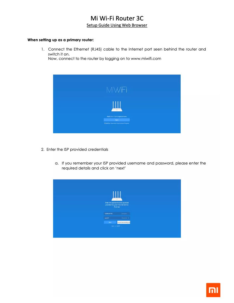 Página 1 del manual Manual de usuario Xiaomi Mi Wi-Fi Router 3C