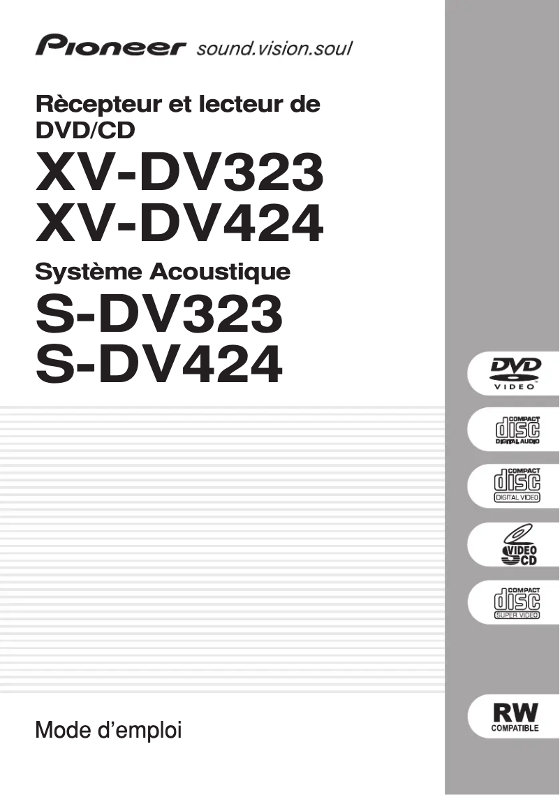 Imagen de la primera página del manual del dispositivo XV-DV424