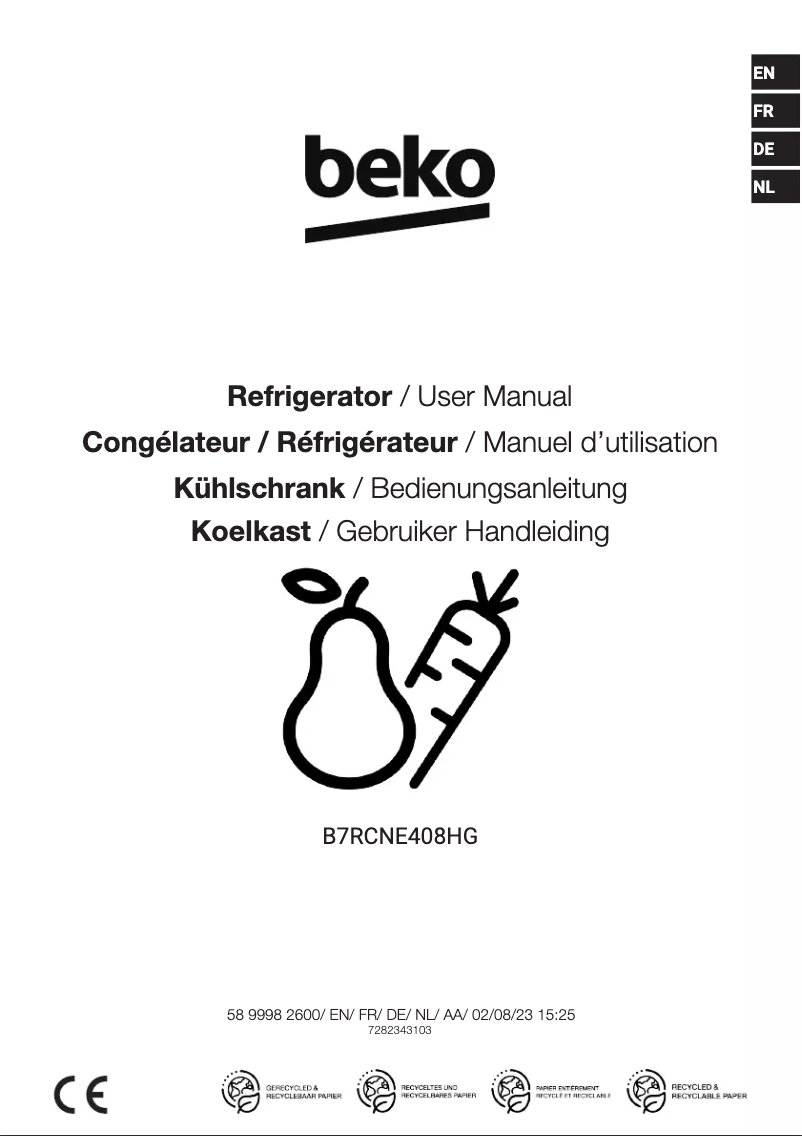 Página 1 del manual Manual de usuario Beko B7RCNE408HG