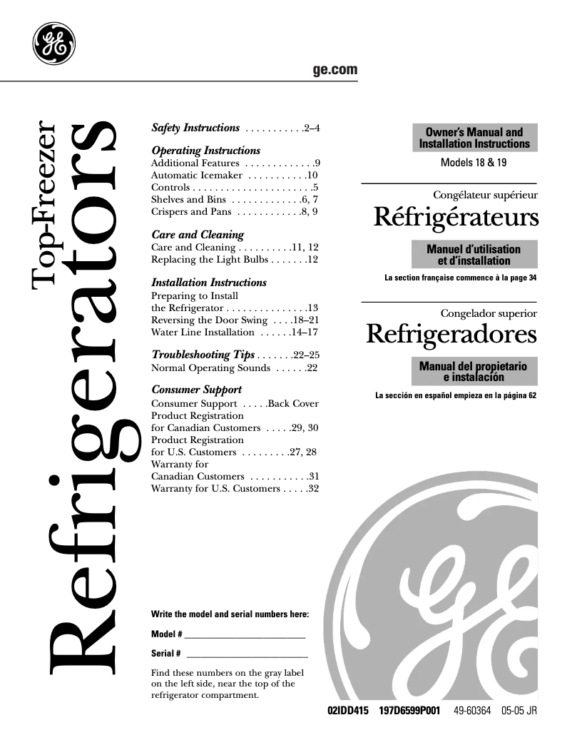 Imagen de la primera página del manual del dispositivo GTS18TBSCC