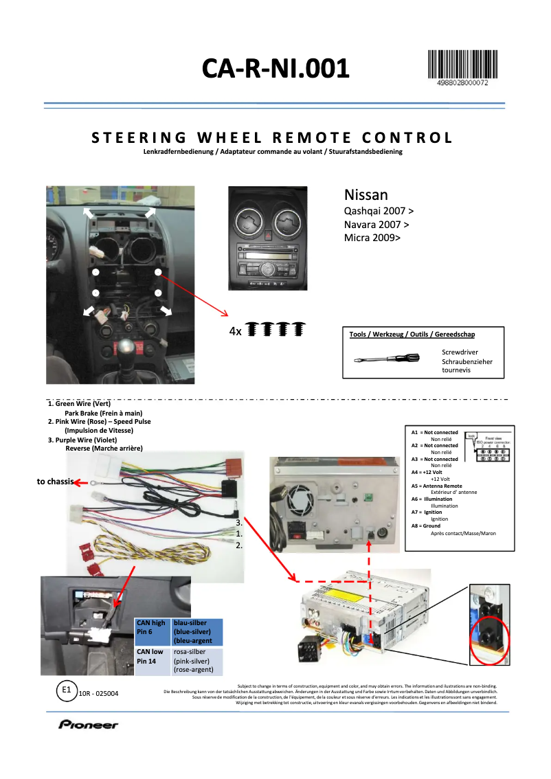 Página 1 del manual Manual de usuario Pioneer CA-R-NI.001