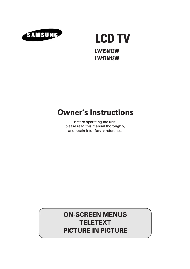 Imagen de la primera página del manual del dispositivo LW17N13W
