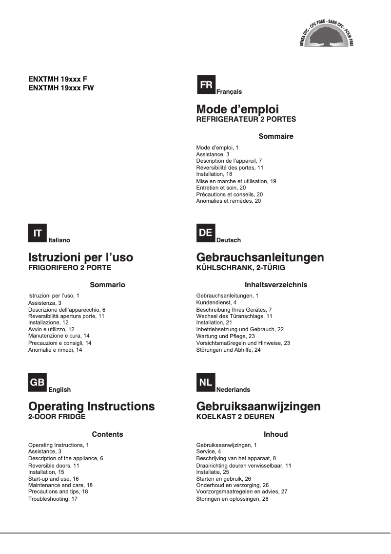 Página 1 del manual Manual de usuario Hotpoint ENXTMH 19212 F