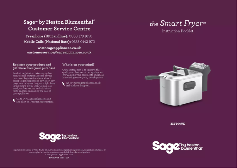 Imagen de la primera página del manual del dispositivo The Smart Fryer BDF500