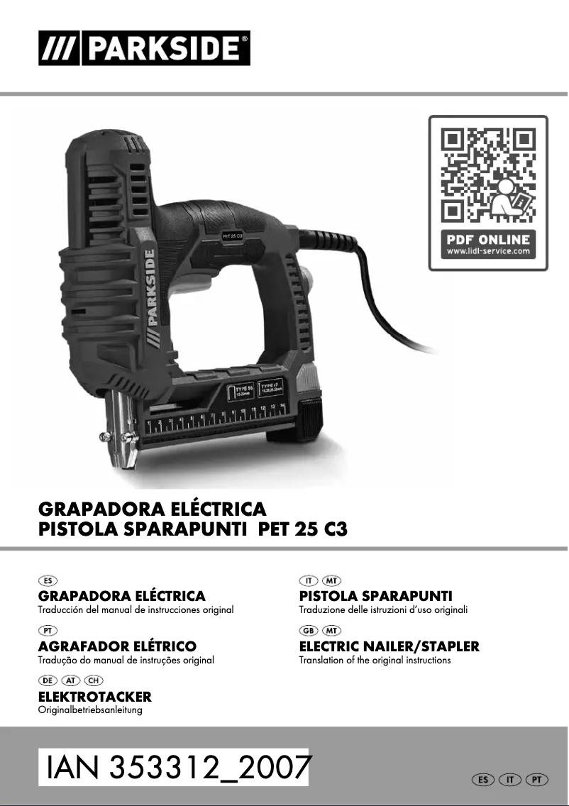 Imagen de la primera página del manual del dispositivo PET 25 C3