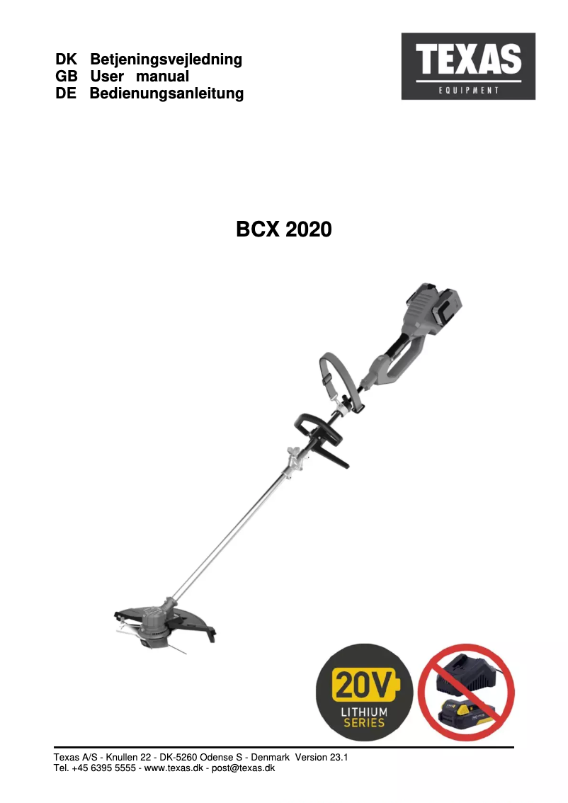 Página 1 del manual Manual de usuario Texas BCX2020