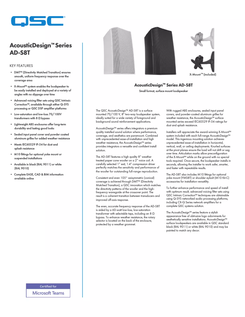 Página nº 1 - Ficha técnica QSC AD-S8T