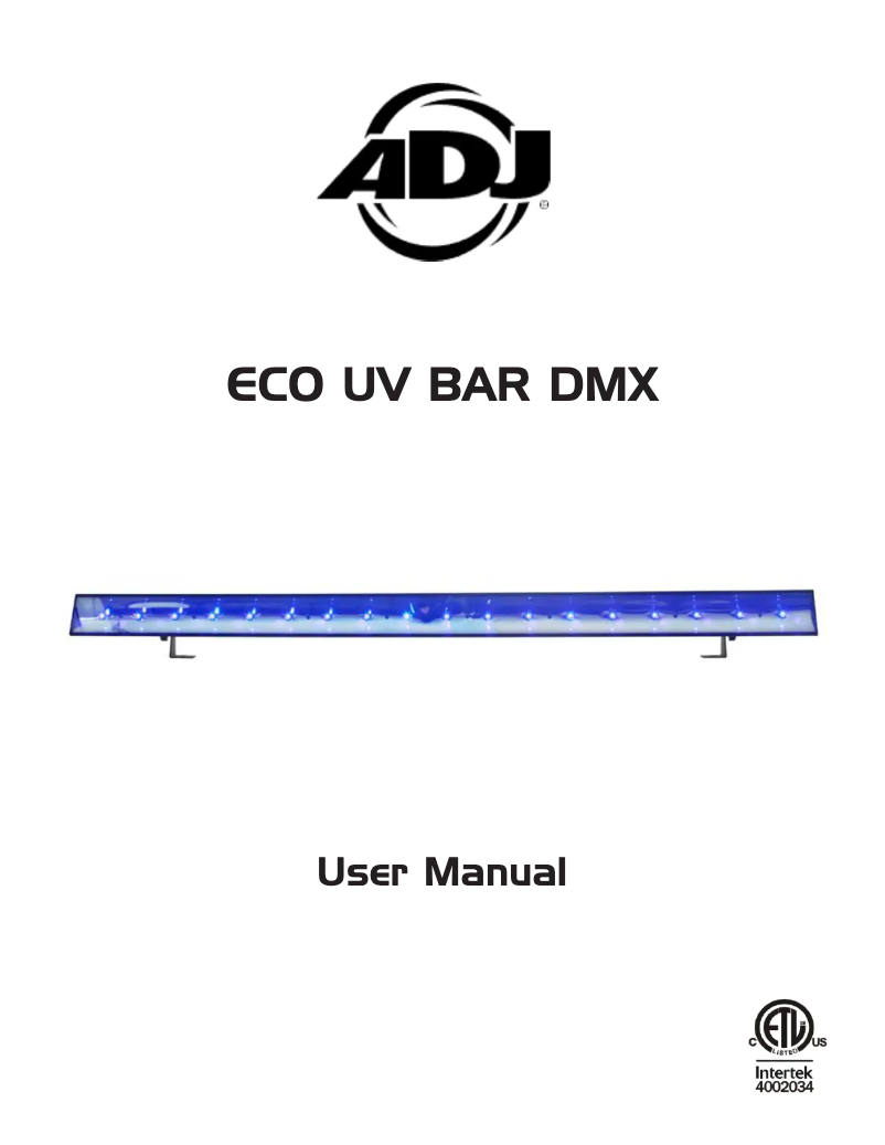 Imagen de la primera página del manual del dispositivo ECO UV Bar DMX