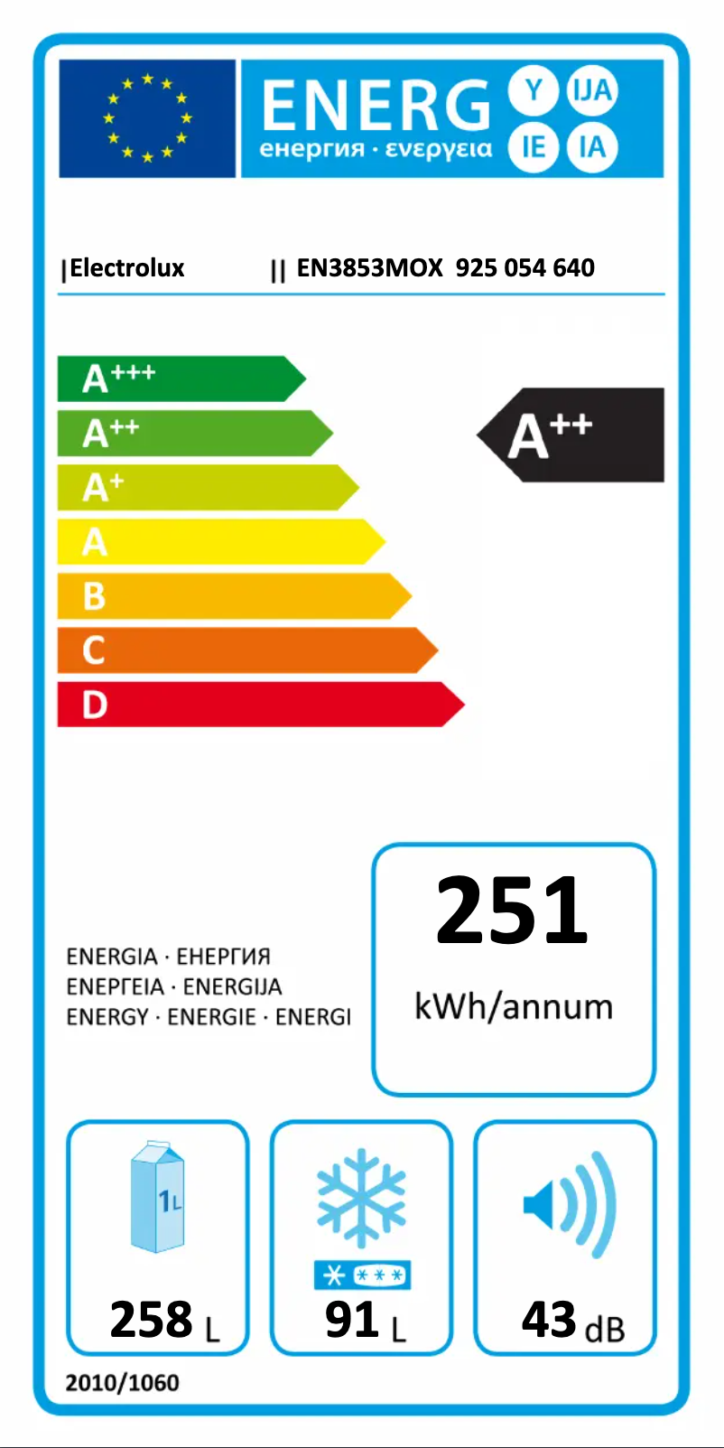 Página 1 del manual Etiqueta energética Electrolux EN3853MOX