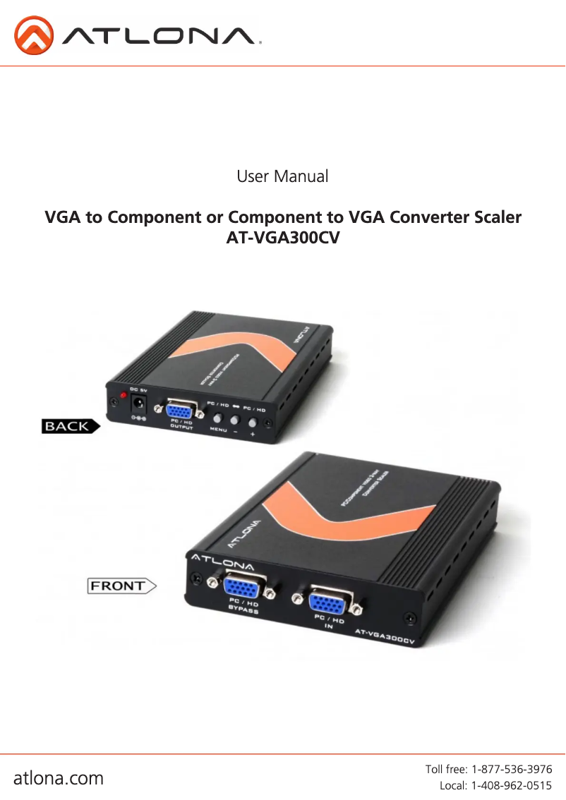 Imagen de la primera página del manual del dispositivo AT-VGA300CV
