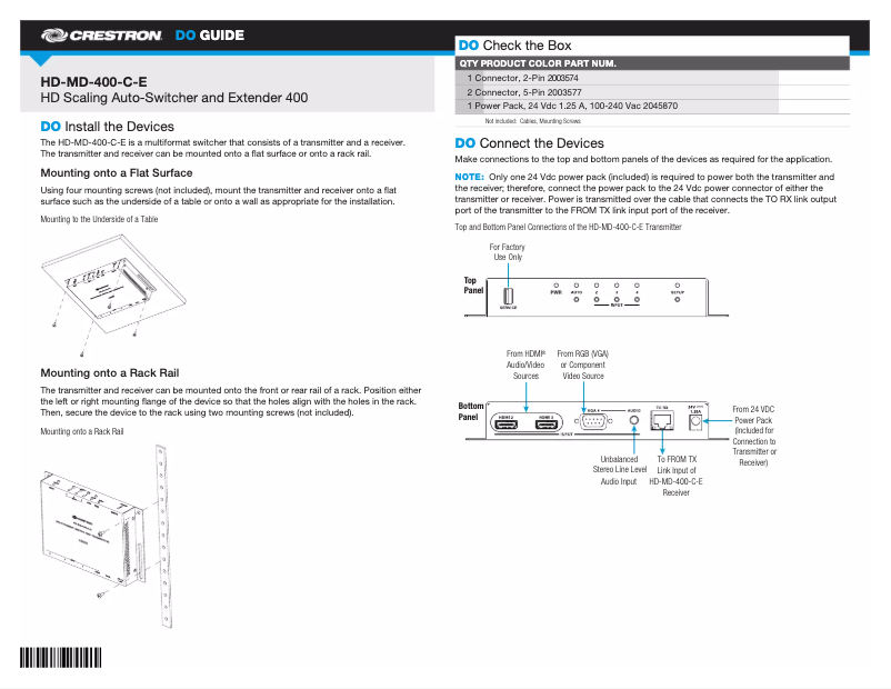 Imagen de la primera página del manual del dispositivo HD-MD-400-C-E