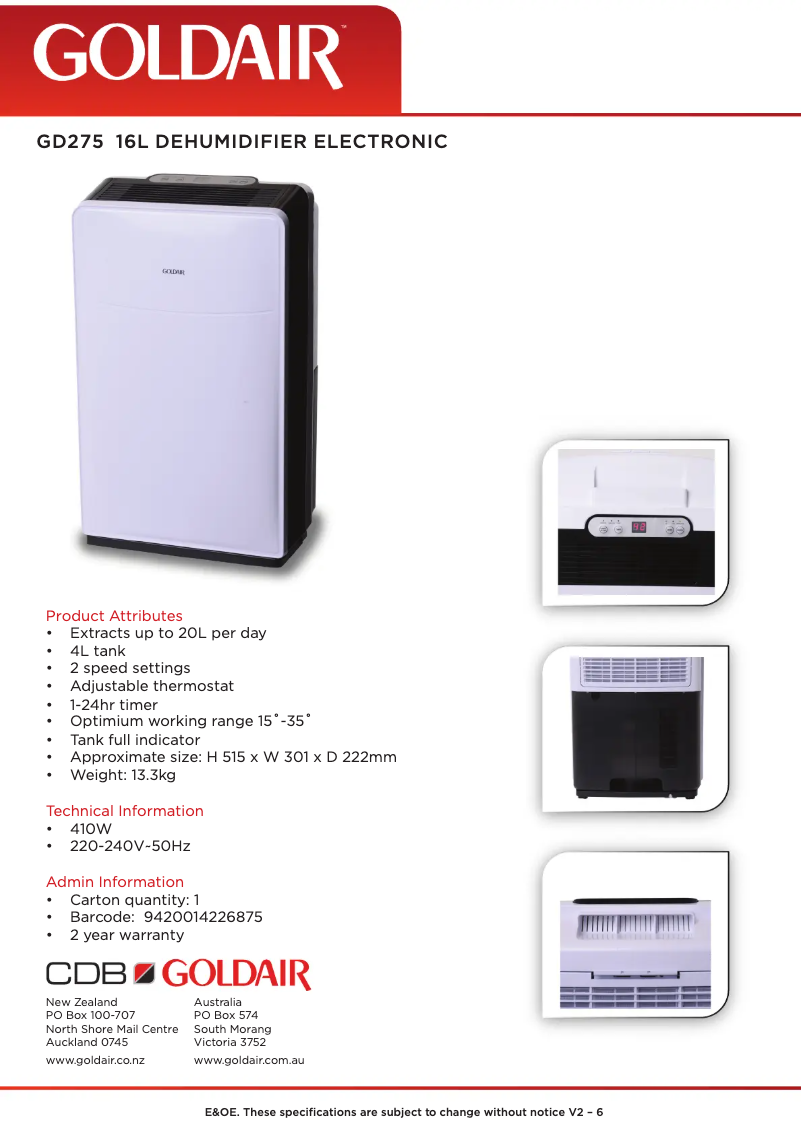 Imagen de la primera página del manual del dispositivo GD275