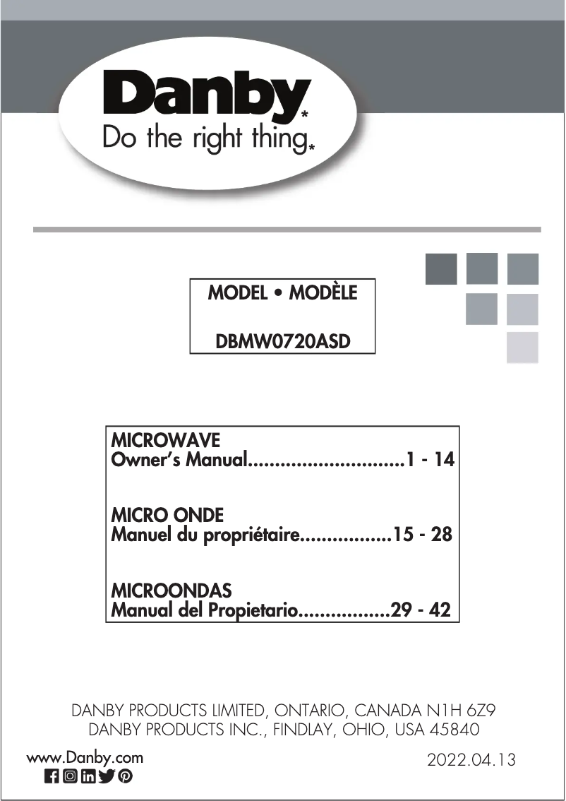 Imagen de la primera página del manual del dispositivo DBMW0720ASD