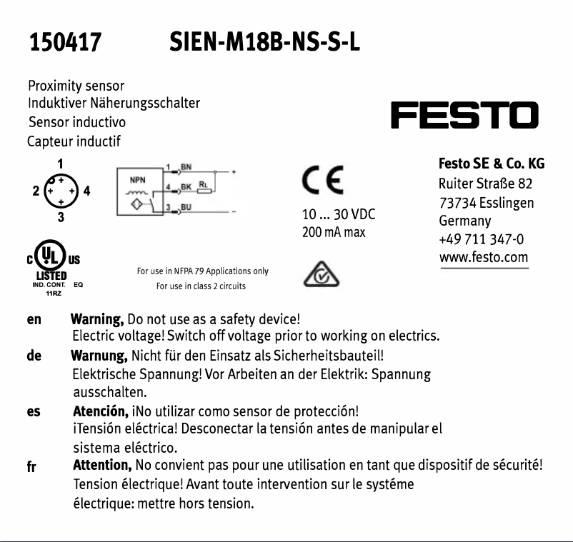 Página 1 del manual Manual de usuario Festo SIEN-M18B-NS-S-L