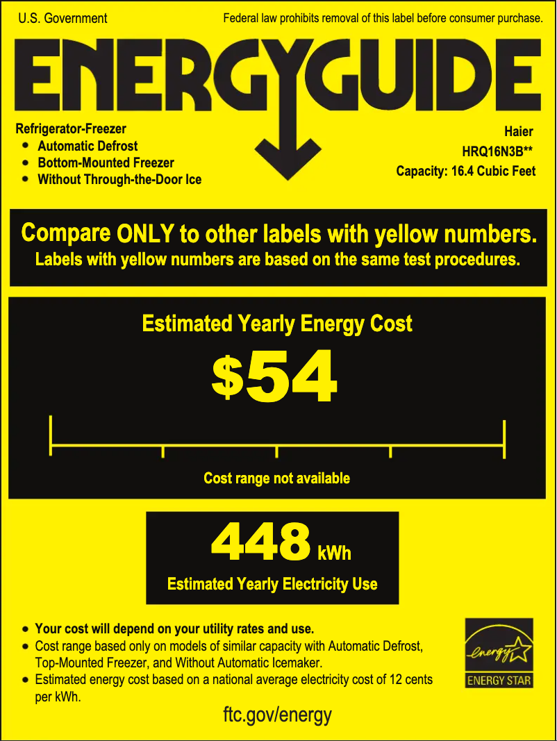 Página 1 del manual Etiqueta energética Haier HRQ16N3BGS