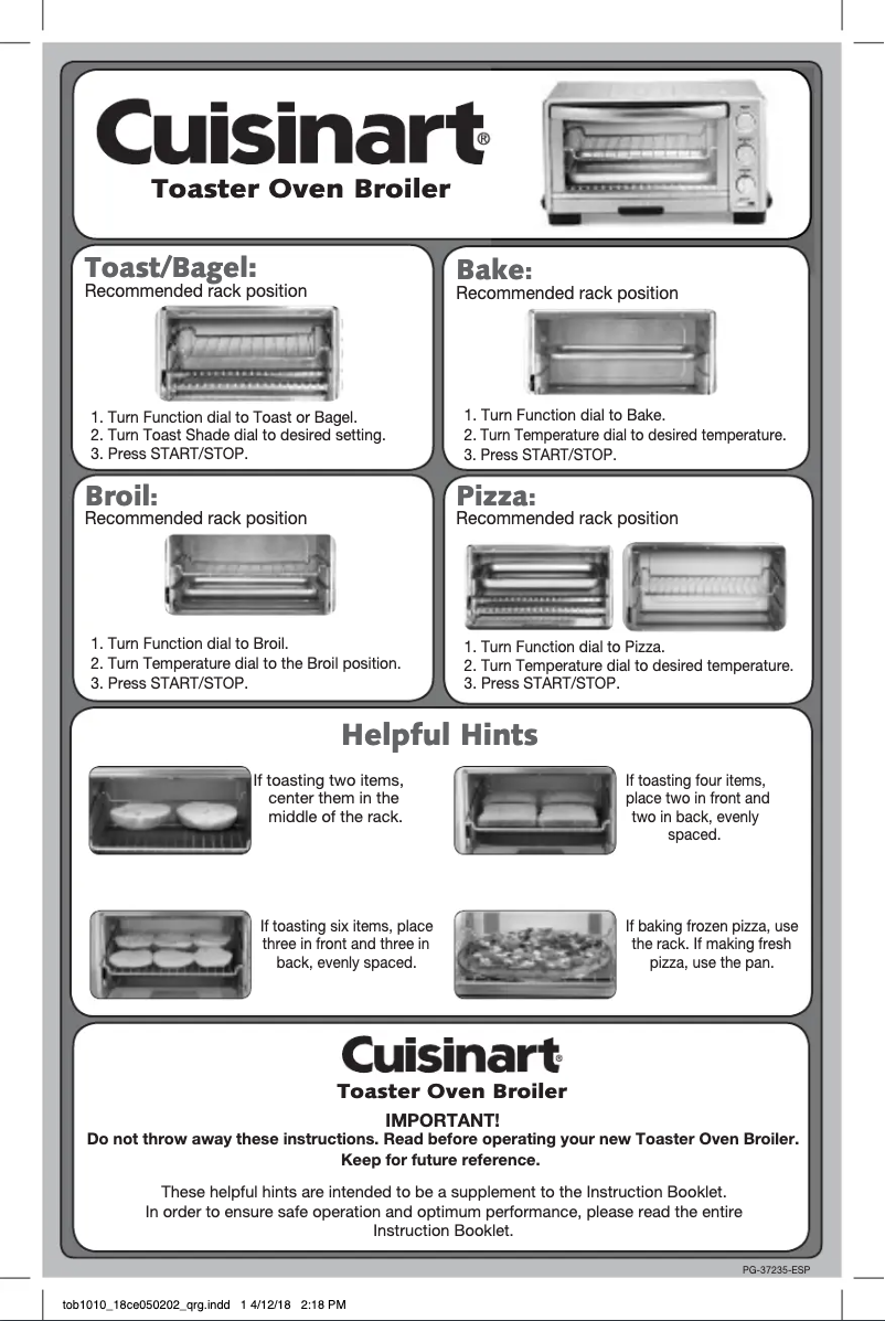 Página 1 del manual Manual de usuario Cuisinart TOB-1010