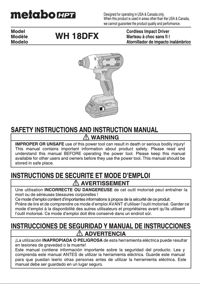 Página 1 del manual Manual de usuario HiKOKI WH18DFX
