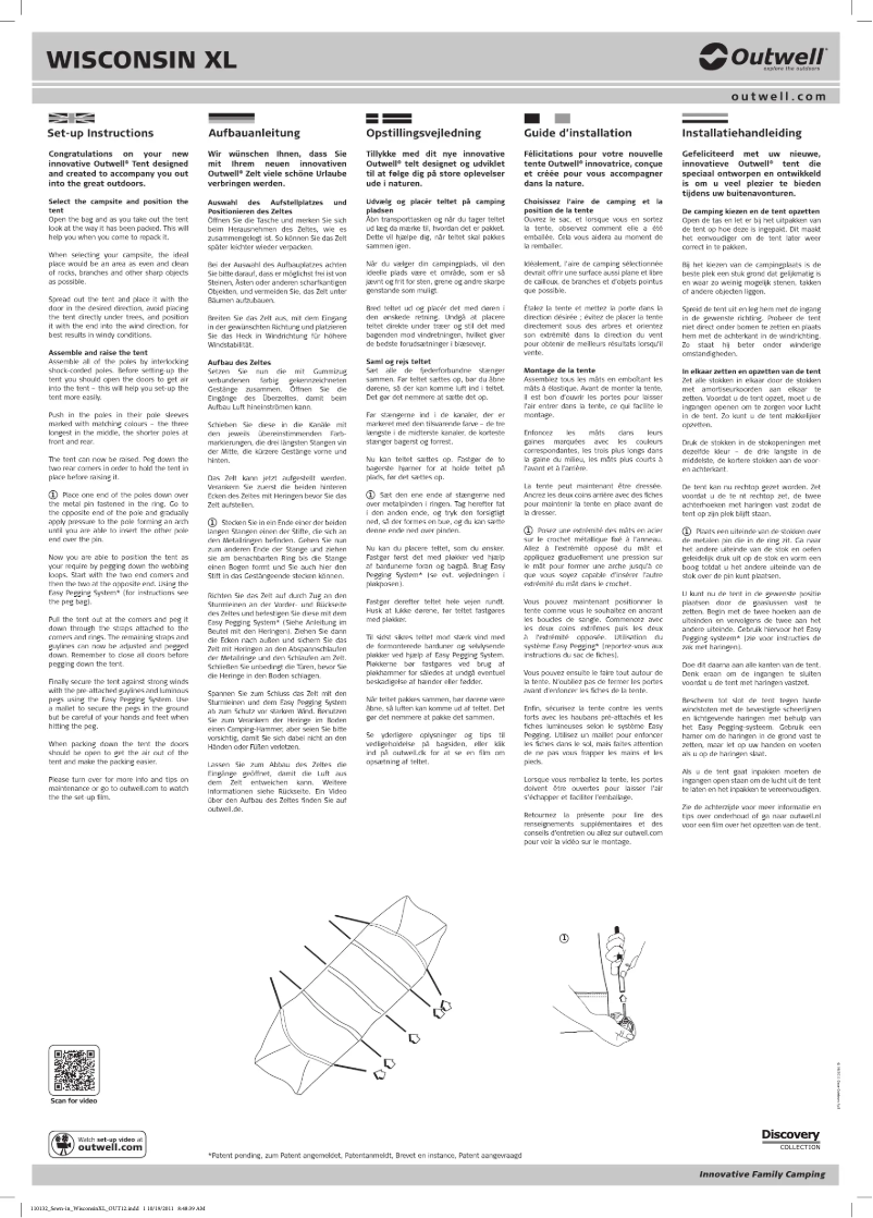 Página 1 del manual Manual de usuario Outwell Discovery Wisconsin XL