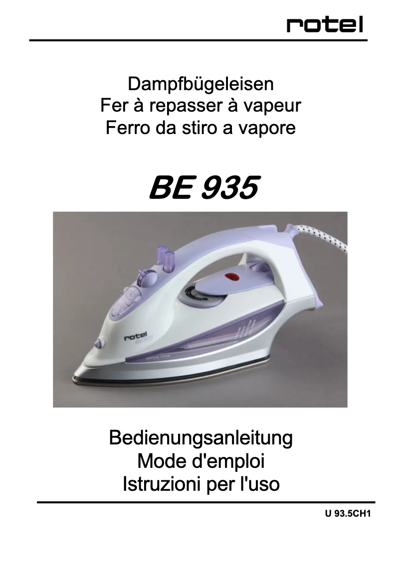 Página 1 del manual Manual de usuario Rotel BE 935