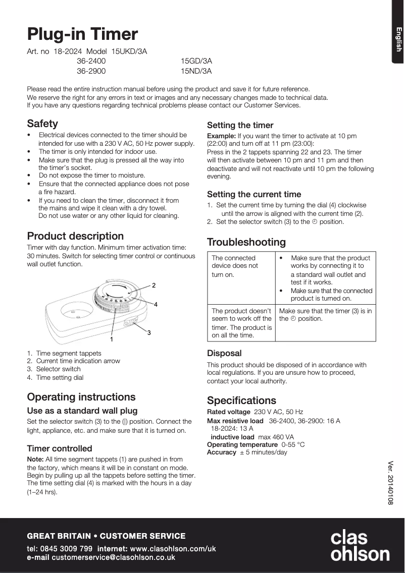 Página 1 del manual Manual de usuario Clas Ohlson 15GD