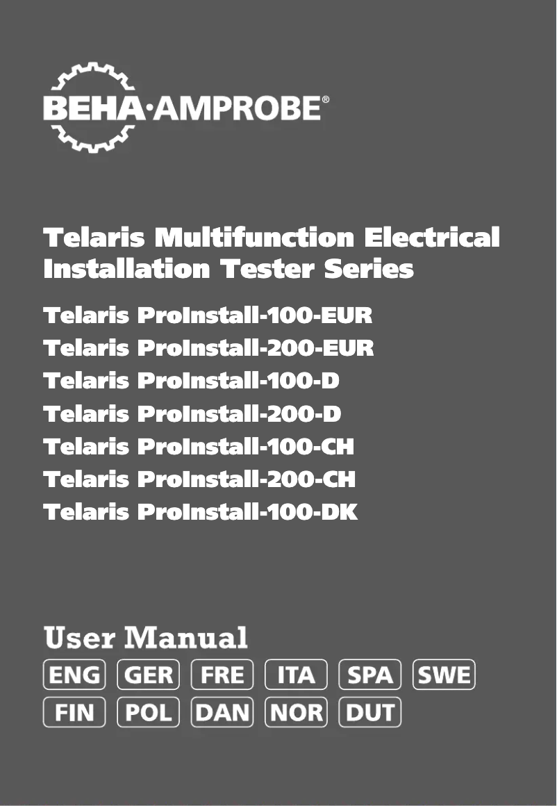 Página nº 1 - Manual de usuario Beha-Amprobe Telaris ProInstall-100-D