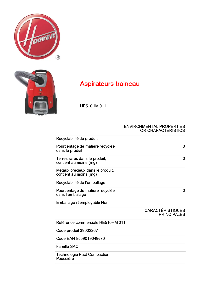 Imagen de la primera página del manual del dispositivo HE510HM 011