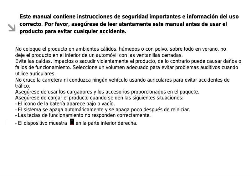 Imagen de la primera página del manual del dispositivo Myst