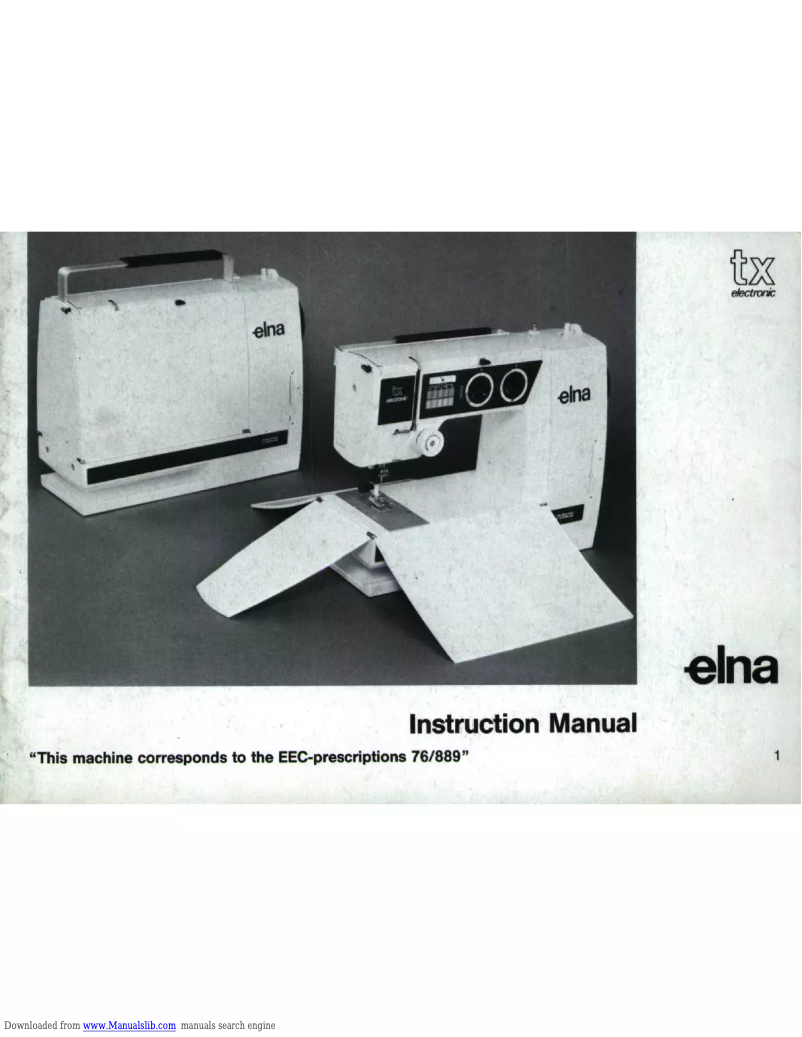 Página 1 del manual Manual de usuario Elna TX Electronic
