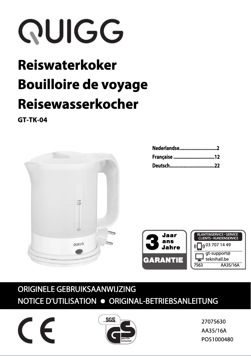 Imagen de la primera página del manual del dispositivo GT-TK-04