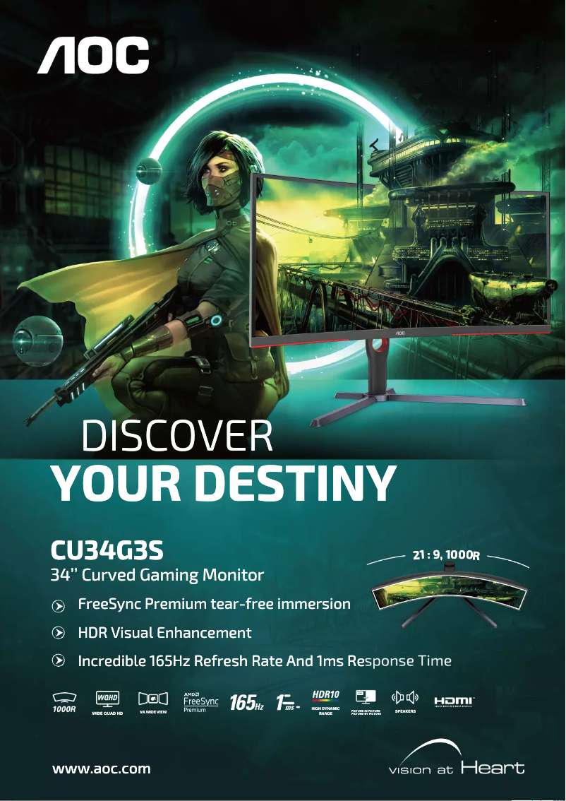Página 1 del manual Folleto AOC CU34G3S