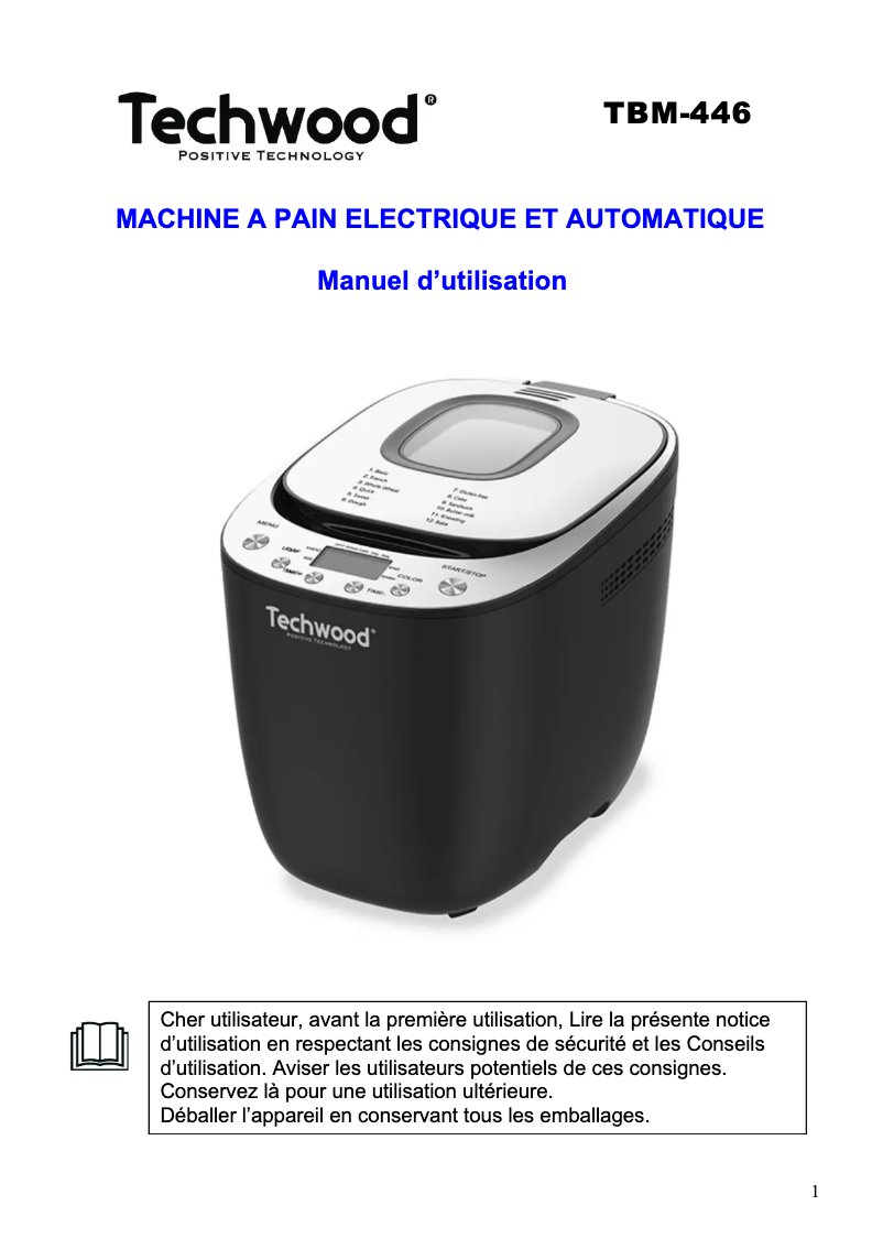 Imagen de la primera página del manual del dispositivo TBM-446