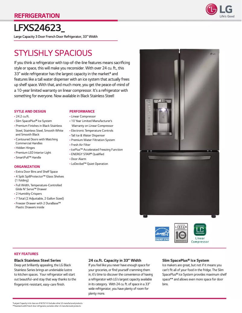 Imagen de la primera página del manual del dispositivo LFXS24623