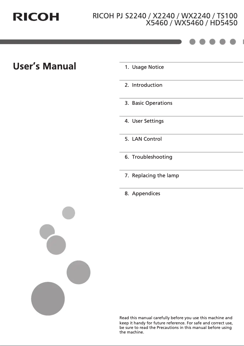 Página nº 1 - Manual de usuario Ricoh PJ WX5460